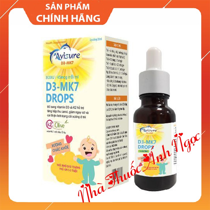 Avisure D3 - MK7 Drops nhỏ giọt cho trẻ sơ sinh - giúp bổ sung vitamin D2 K3- Làm tăng cường hấp thu canxi