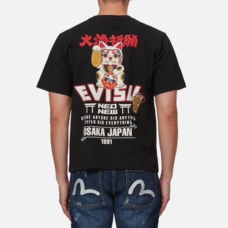 EVISU Áo Thun In Hình Mèo May Mắn Có Size S-Xl 21ss