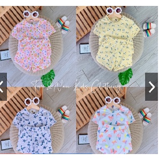 (KHAI TRƯƠNG BÁN GIÁ XƯỞNG + ẢNH THẬT ) Đồ bộ bé gái quần đùi hoạ tiết hoa siêu dễ thương size từ 9kg - 28kg