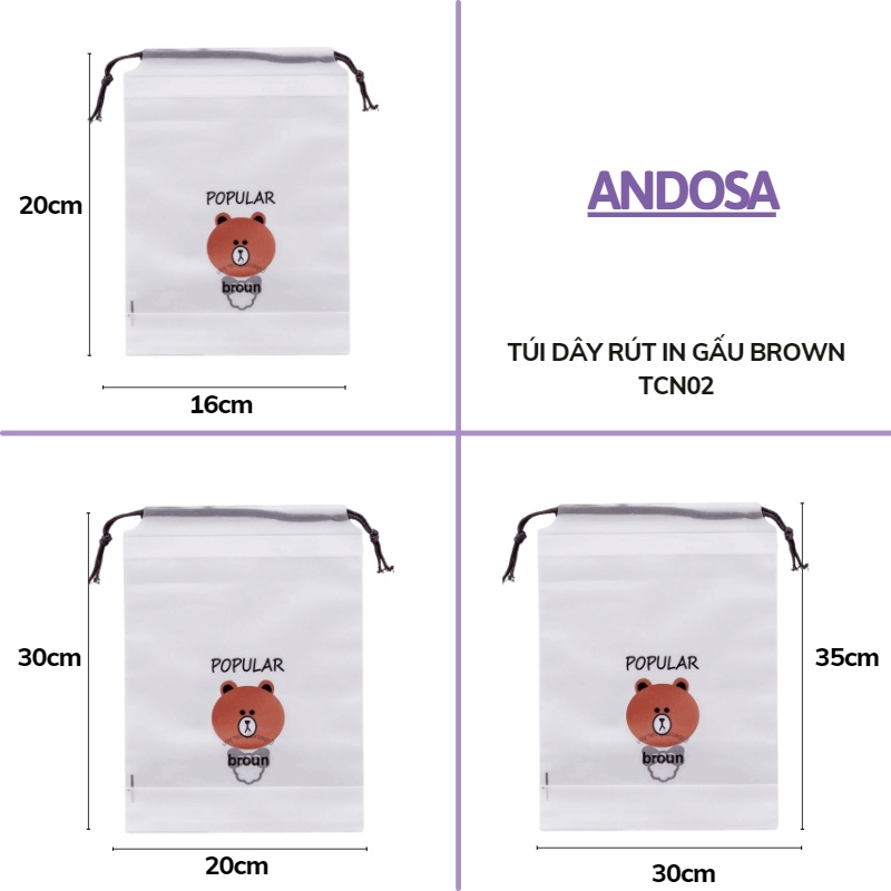 Túi dây rút đựng đồ mỹ phẩm trang điểm giầy dép quần áo cá nhân chống nước ANDOSA TCN02