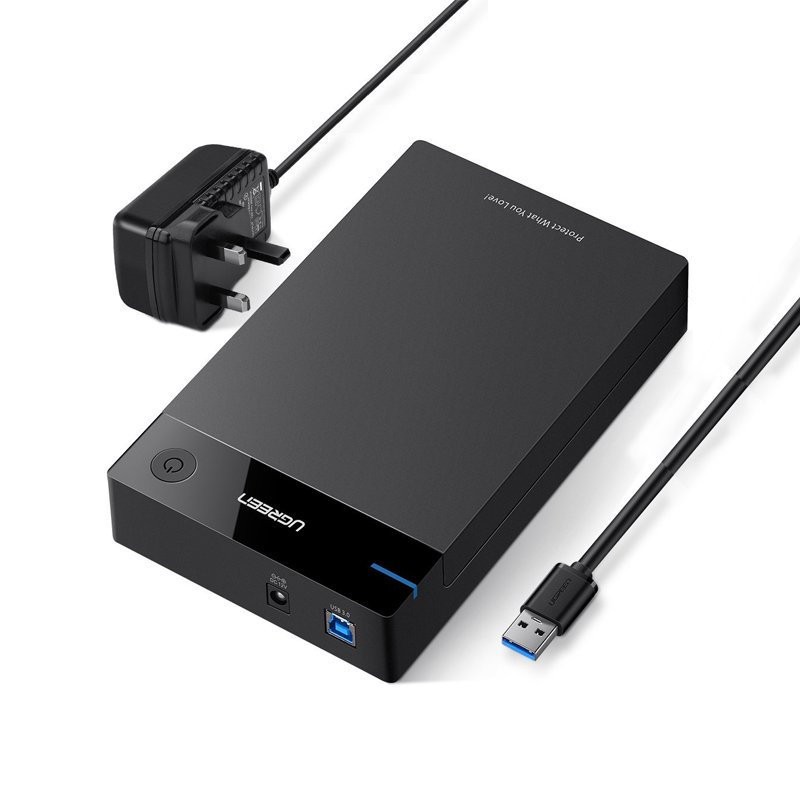 Vỏ hộp đựng ổ cứng SATA 3.5, 2.5 inch, dài 50cm UGREEN US222 hỗ trợ 10TB, USB 3.0