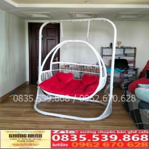 Xích đu 2 cần , xích đu tải trọng 400kg .xích đu mây nhựa thư giãn