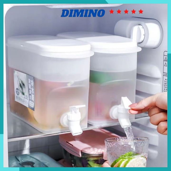 Bình đựng nước để tủ lạnh đi dã ngoại có vòi nắp đậy kín, pha nước ngọt trái cây giải khát uống siêu mát tiện lợi Dimino