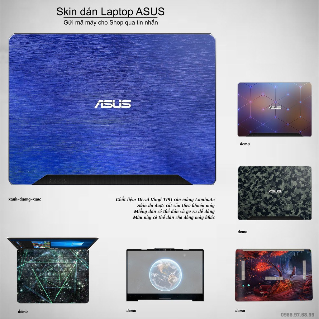 Skin dán Laptop Asus in màu xanh dương xước (inbox mã máy cho Shop)