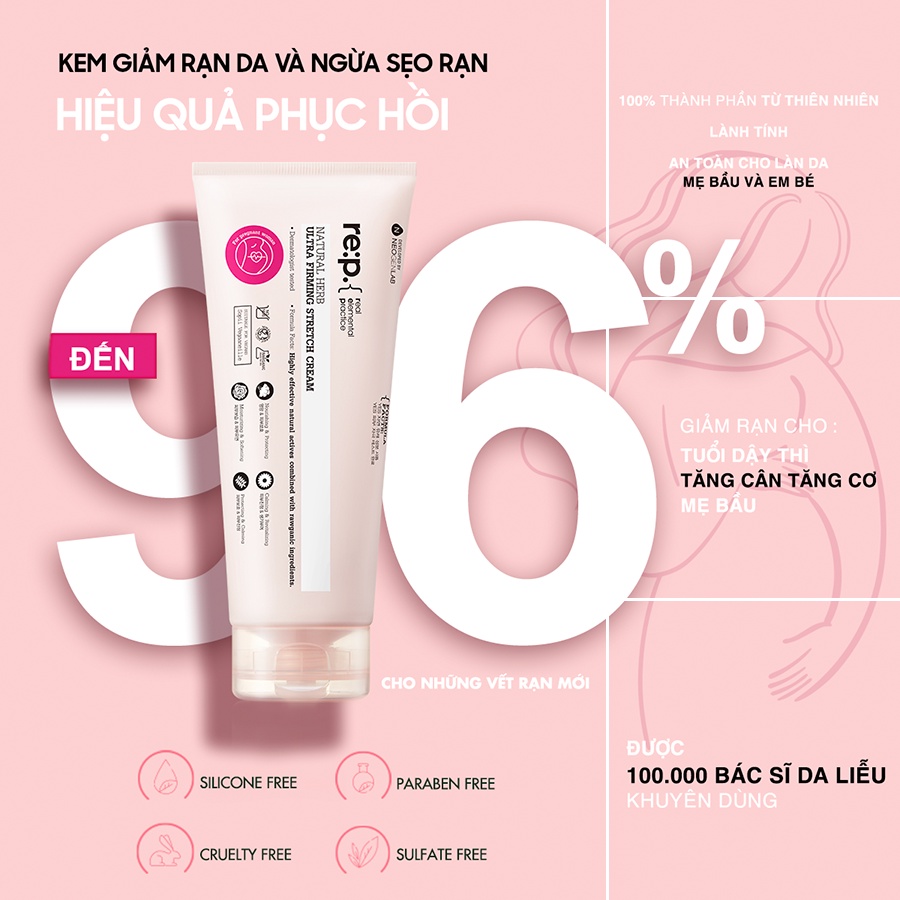 Kem Chống Và Giảm Rạn Da REP Săn Chắc Da Làm Mờ Sẹo RE:P NATURAL HERB ULTRA FIRMING STRETCH CREAM