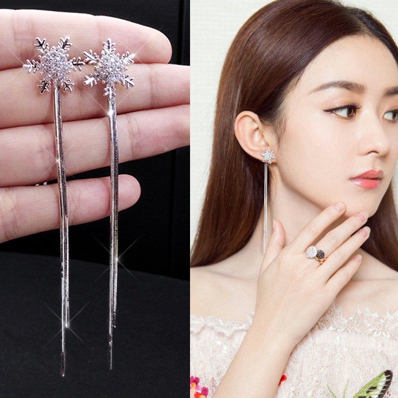 Bông tai hình hoa tuyết đính đá zircon chất lượng AAA