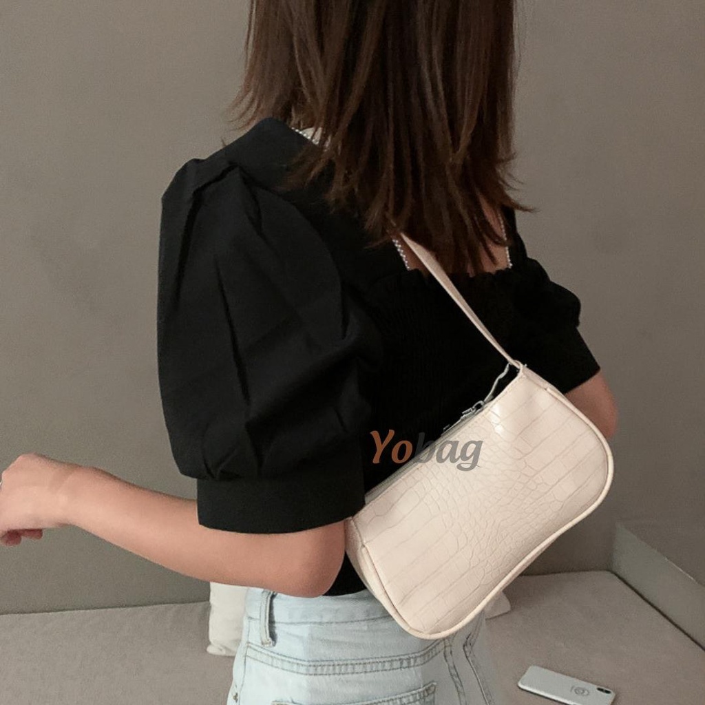 Túi xách nữ kẹp nách vân da dày dặn Form đẹp mix dây xích thời trang Hàn Quốc TX2