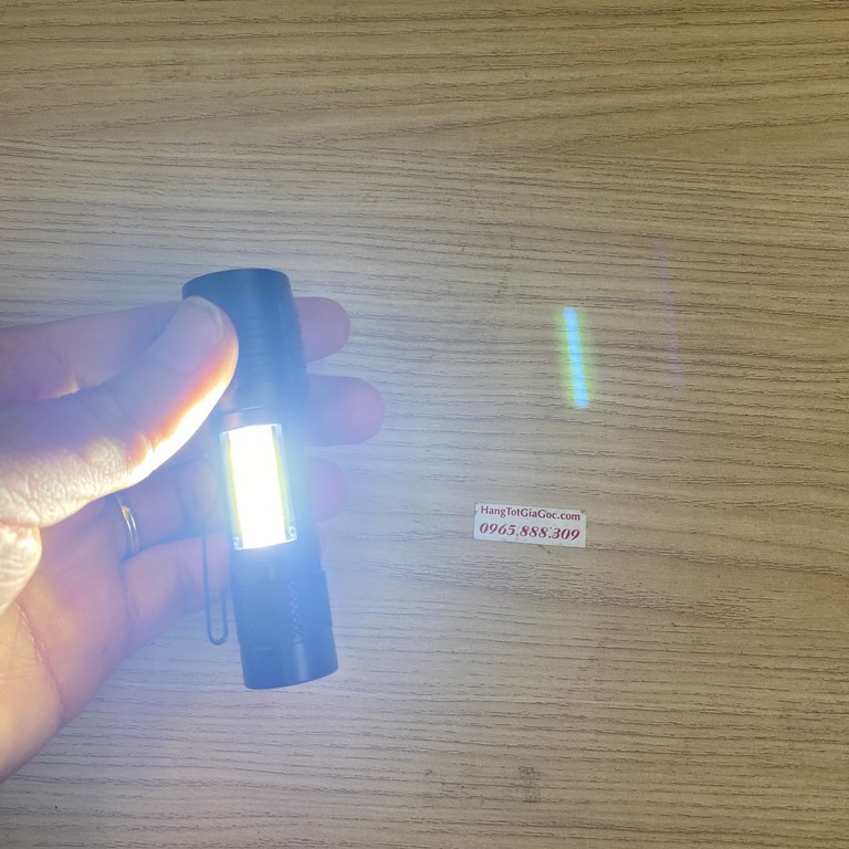 Đèn pin mini bỏ túi Ultrafire COB siêu sáng, nhỏ gọn, zoom xa gần, sạc USB