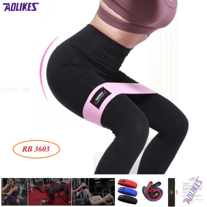 Bộ dây đàn hồi kháng lực Aolikes rb 3603 3604 bán sỉ HBR miniband cao su tập mông chân hông eo bụng đùi fitness gym