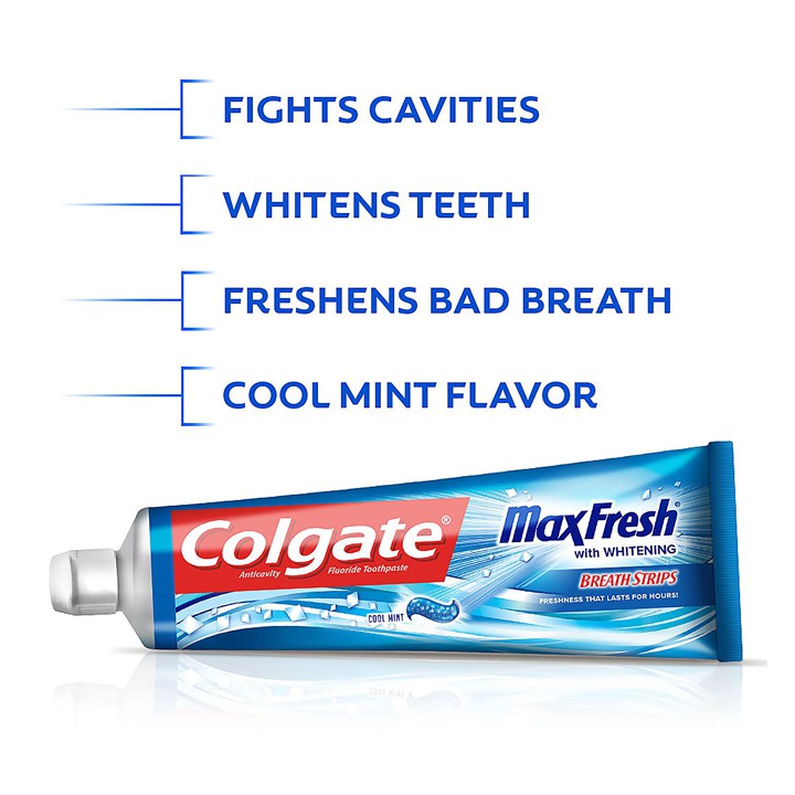 Kem đánh răng Colgate Max Fresh With Whitening Breath Strips 215g