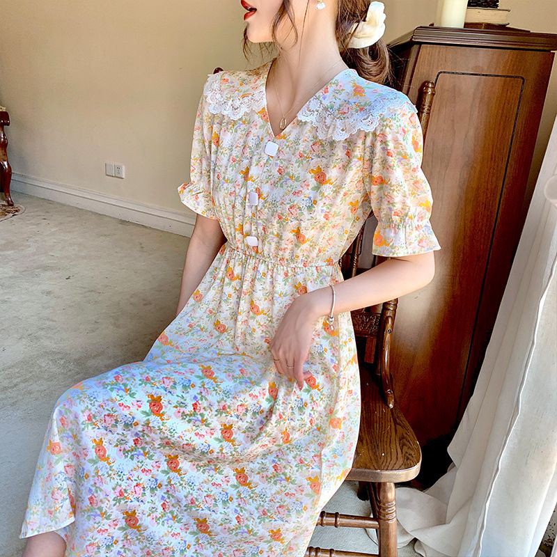 [SIZE S-2XL] Váy hoa nhí cổ sen dài tay + ngắn tay | BigBuy360 - bigbuy360.vn