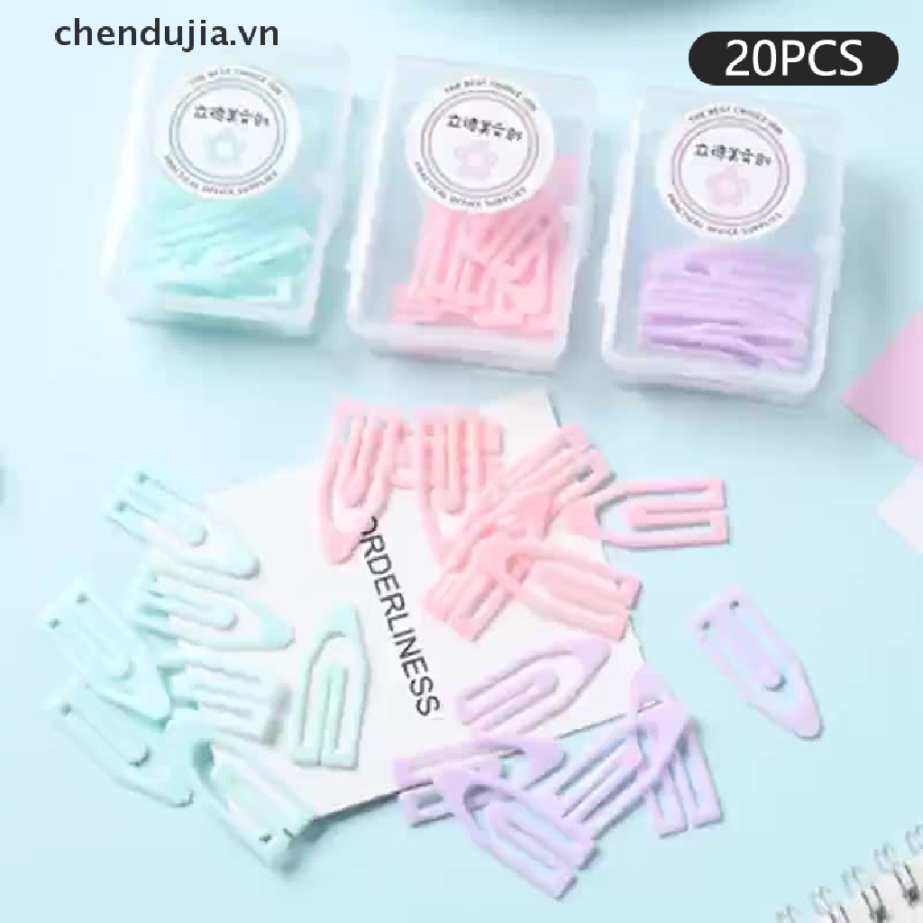 Set 20 Kẹp Giấy Đánh Dấu Trang Sách Bằng Nhựa Màu Macaron
