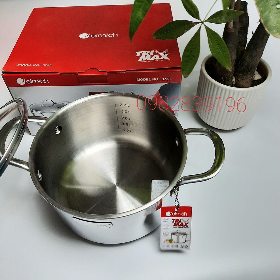 nồi inox 304 FREESHIP nồi inox cao cấp Elmich Trimax 18cm