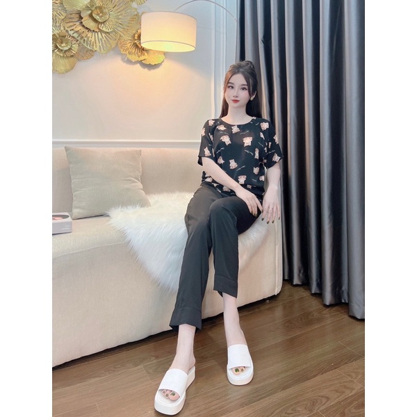 BỘ PYJAMA BÒ SỮA HỌA TIẾT, BỘ NGỦ PIZAMA HÌNH DỄ THƯƠNG MẶC MỀM MỊN MÁT- Lani Pizama