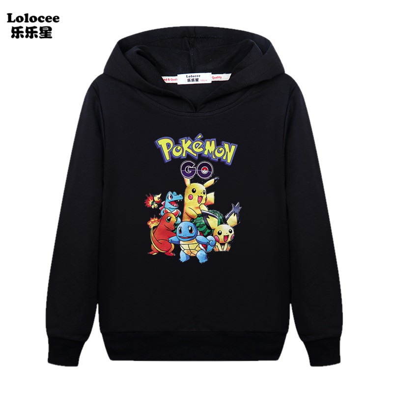 NEW Áo Hoodies Có Nón Dài Tay In Hình Pokemon Cho Bé Từ 3-14 Tuổi