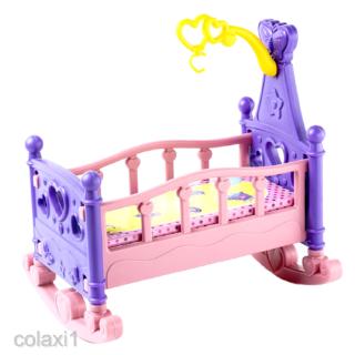 Baby Doll Rocking Cradle Crib Dollhouse Furniture – Fits For 25cm Mellchan