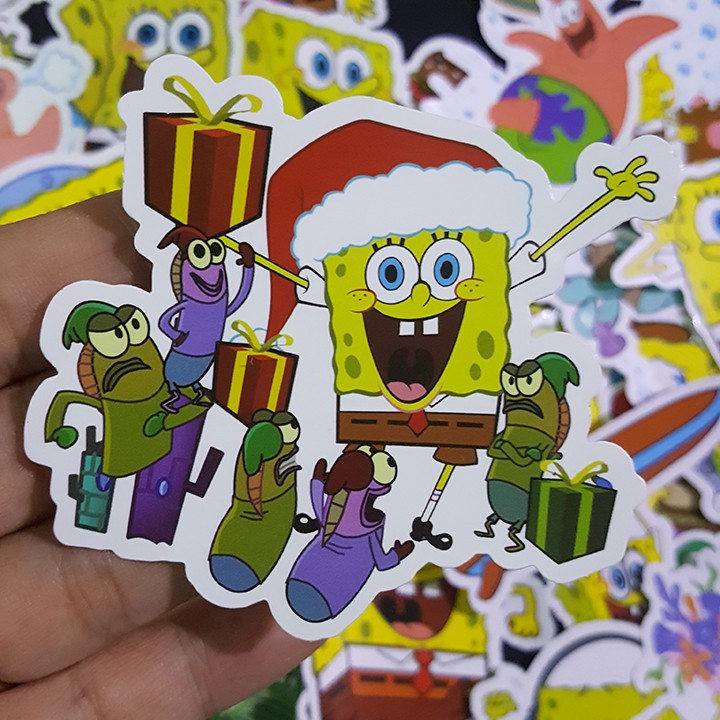 Bộ Sticker dán cao cấp chủ đề SPONGEBOB SQUAREPANT - CHÚ BỌT BIỂN TINH NGỊCH - Dùng dán Xe, dán mũ bảo hiểm, dán Laptop.