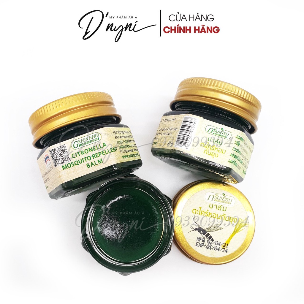Cao Dầu Cù Là Thảo Dược Sả Thoa Muỗi Đốt Herbal Balm Green Herb Citronella Formula Thái Lan