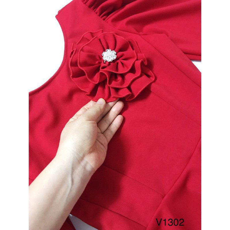 [ xả kho ] MiD Đầm đỏ umi Nhật V1302 đính hoa thủ công Mie Design kèm ảnh thật