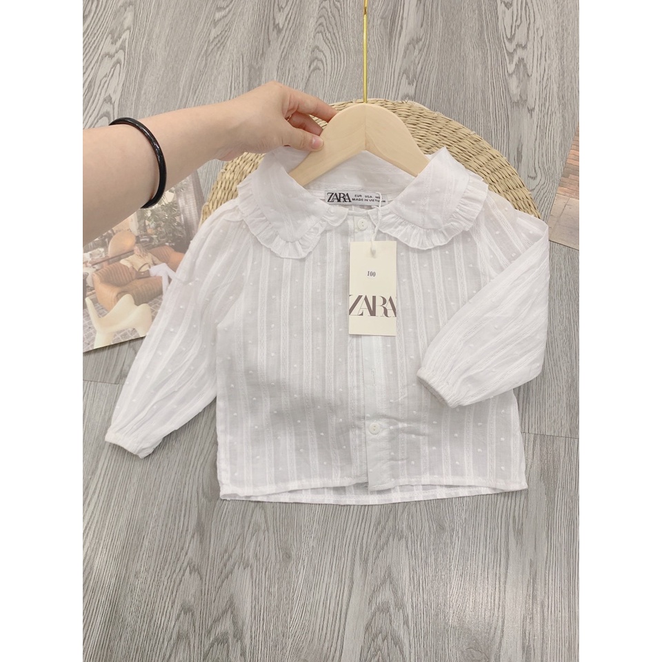 ÁO SƠ MI ĐŨI TRẮNG CỔ VIỀN BÈO CHO BÉ