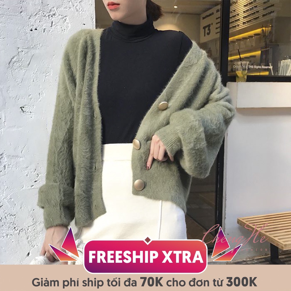 Áo khoác Cardigan len lông dáng lửng cài cúc tay bồng dễ thương A00083 | BigBuy360 - bigbuy360.vn