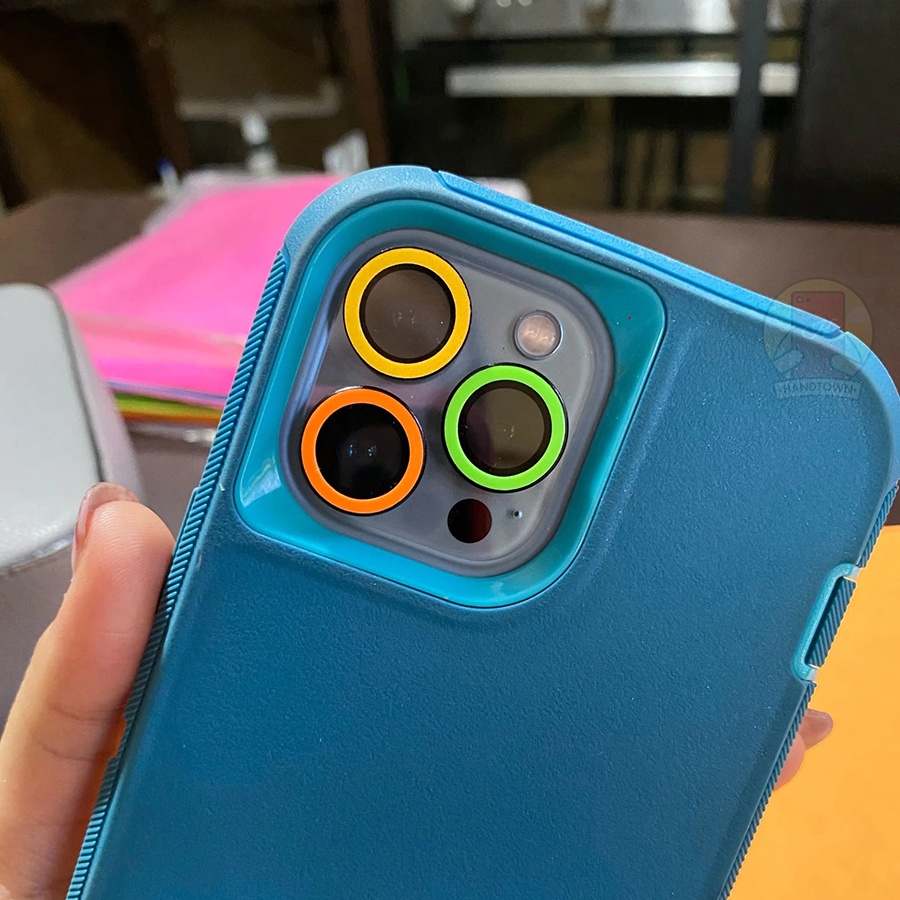 Kính cường lực camera chống lóa Phát Sáng Ban Đêm dành cho iP 12 13 11 Pro Max Mini XR XS Max viền kim loại