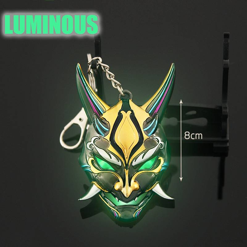 Hobby GenshinImpact Móc Khóa Kim Loại Mặt Nạ Xiao Dạ Quang Hoạt Hình