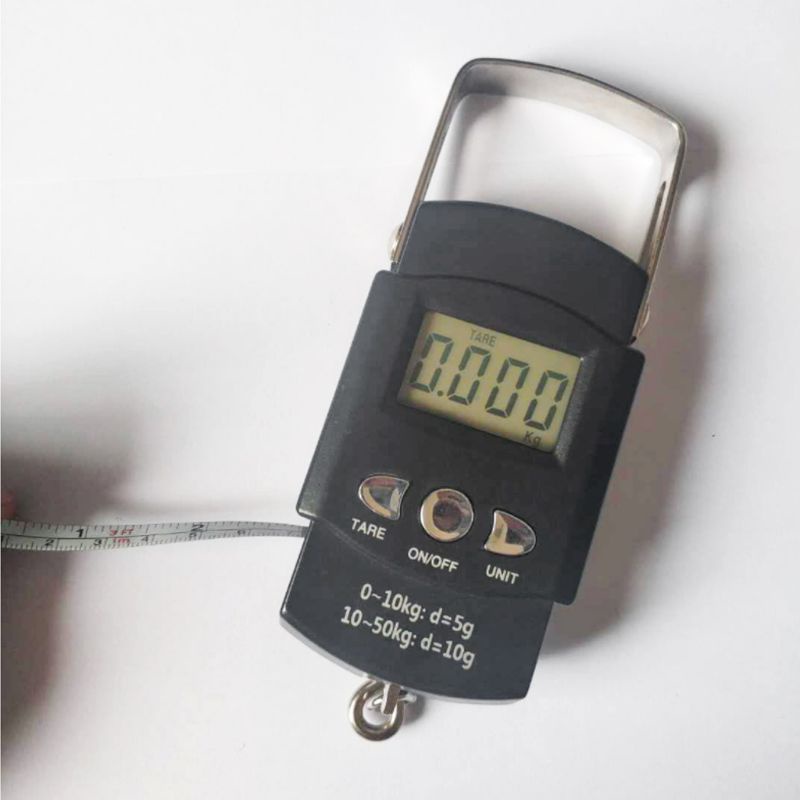 Cân điện tử mini 110lb/ 50kg màn hình lcd có móc treo