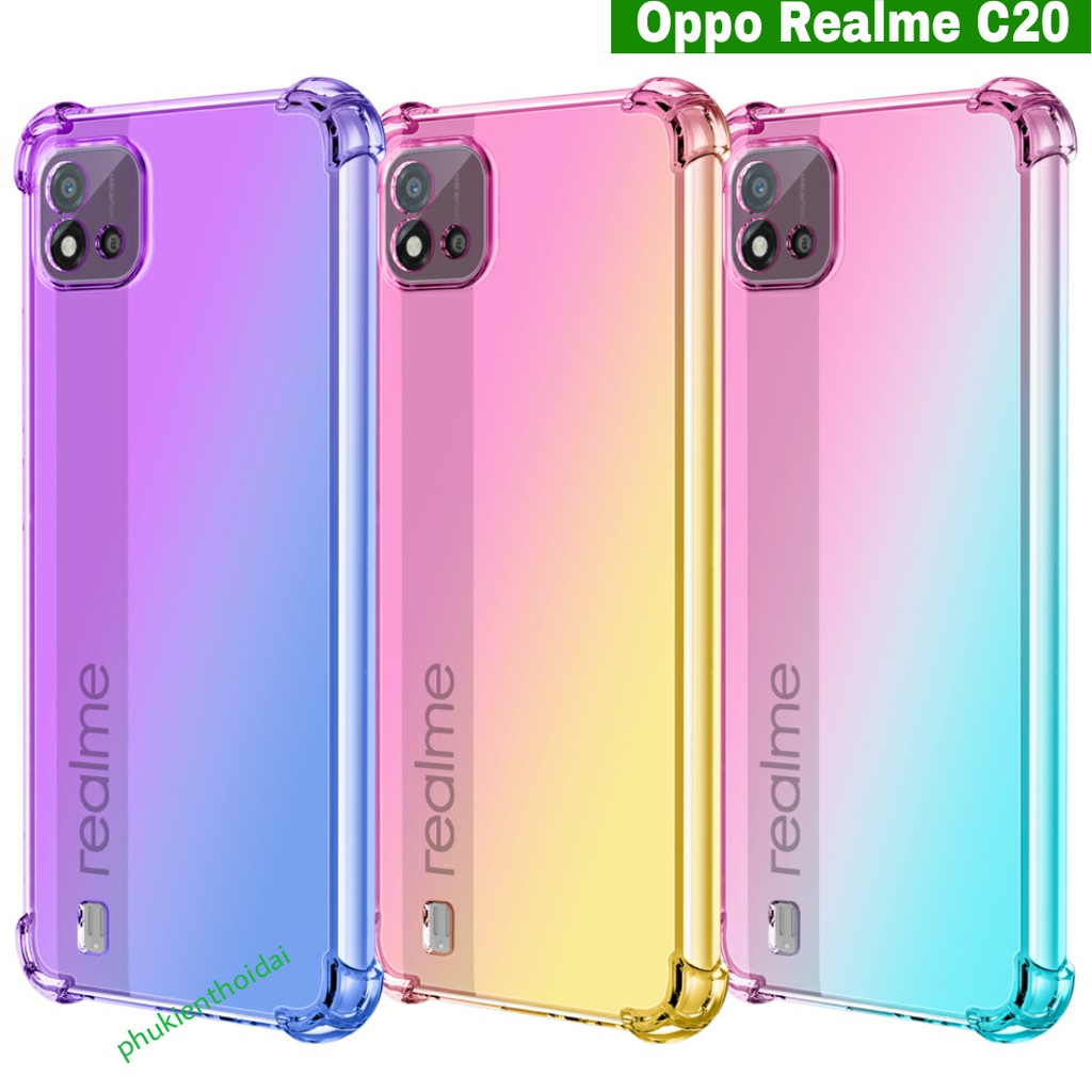 Ốp lưng Oppo Realme C20 dẻo đa sắc lồi 4 góc chống sốc cao cấp