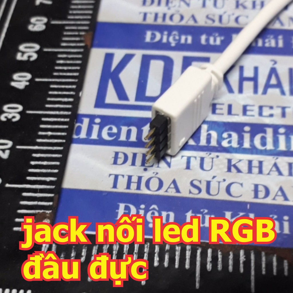 5 Dây jack DC jack nối LED RGB màu trắng bấm dây 1 đầu đực / đầu cái 4P kde2671