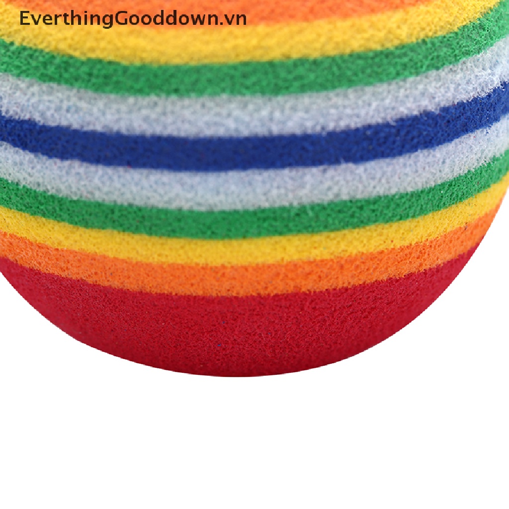 Everthinggooddown Set 10 Quả Bóng Đánh Golf Bằng Xốp Sọc Cầu Vồng Hỗ Trợ Luyện Tập