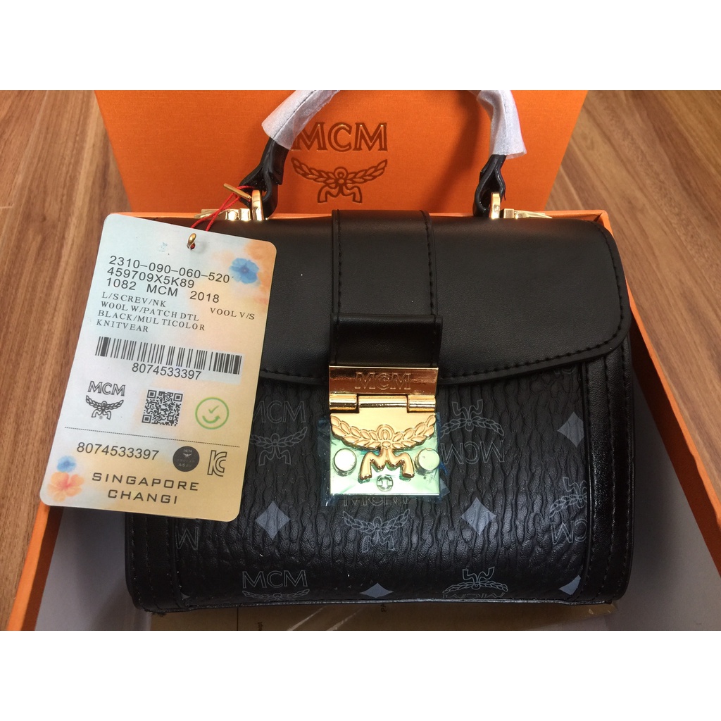 [ Có săn] TÚI MCM da bò, full box + bill check code size 21