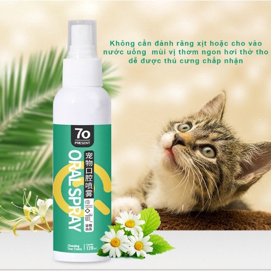 [ HỎA TỐC] Xịt Khử Mùi Răng Miệng Cho Thú Cưng 70 Present 120ml