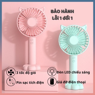 Quạt mini cầm tay tích điện 3 cấp độ gió có đèn led n10