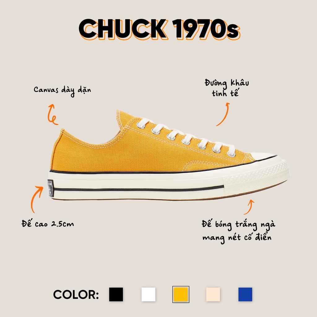 [ CHÍNH HÃNG ] giày sneaker CHUCK 70S low sunflower CH