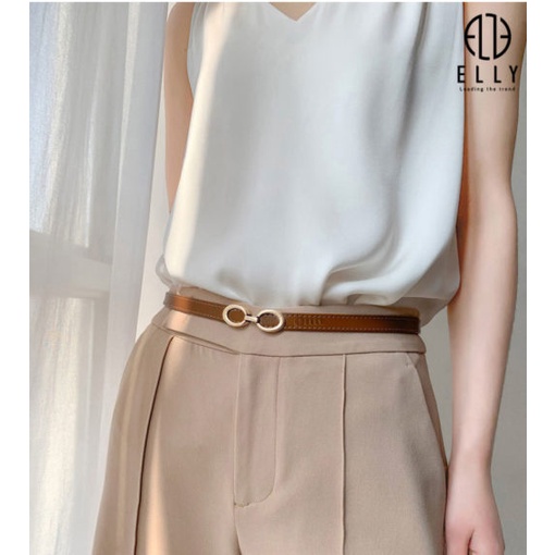 Dây lưng ELLY nữ da thật Nâu Đen – ED62