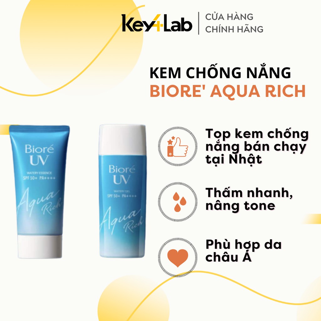 Kem Chống Nắng Biore UV Aqua Rich Watery Essence/Gel SPF 50+/ PA+++ Nội Địa Nhật Key4