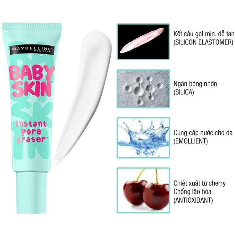 Kem Lót Maybelline Làm Mịn Da, Che Khuyết Điểm, Se Khít Lỗ Chân Lông Maybelline Baby Skin Pore Eraser 22ml