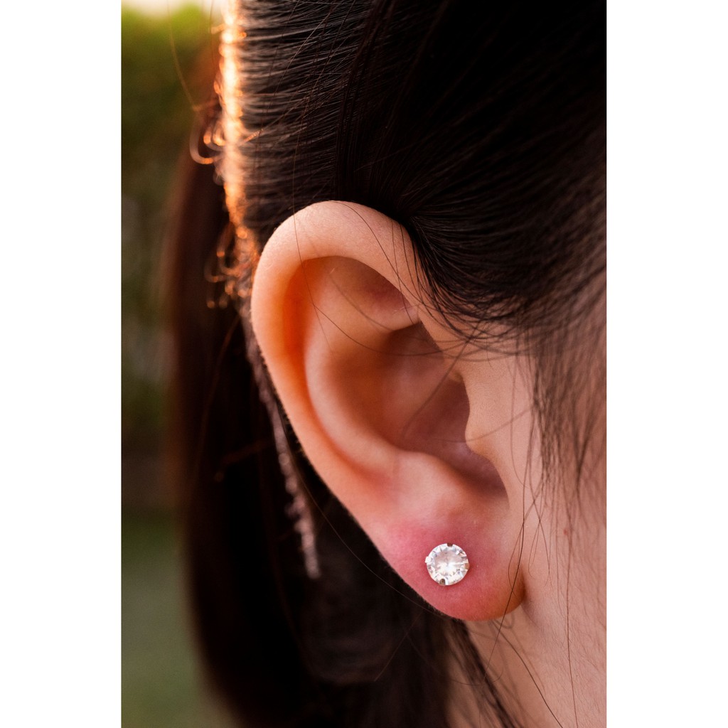 KT111 Round Diamond Stud Bông Tai Nụ 5mm