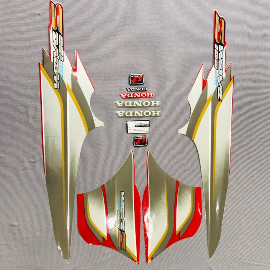 Trọn bộ tem rời dán xe máy Honda Wave S 100 màu đỏ