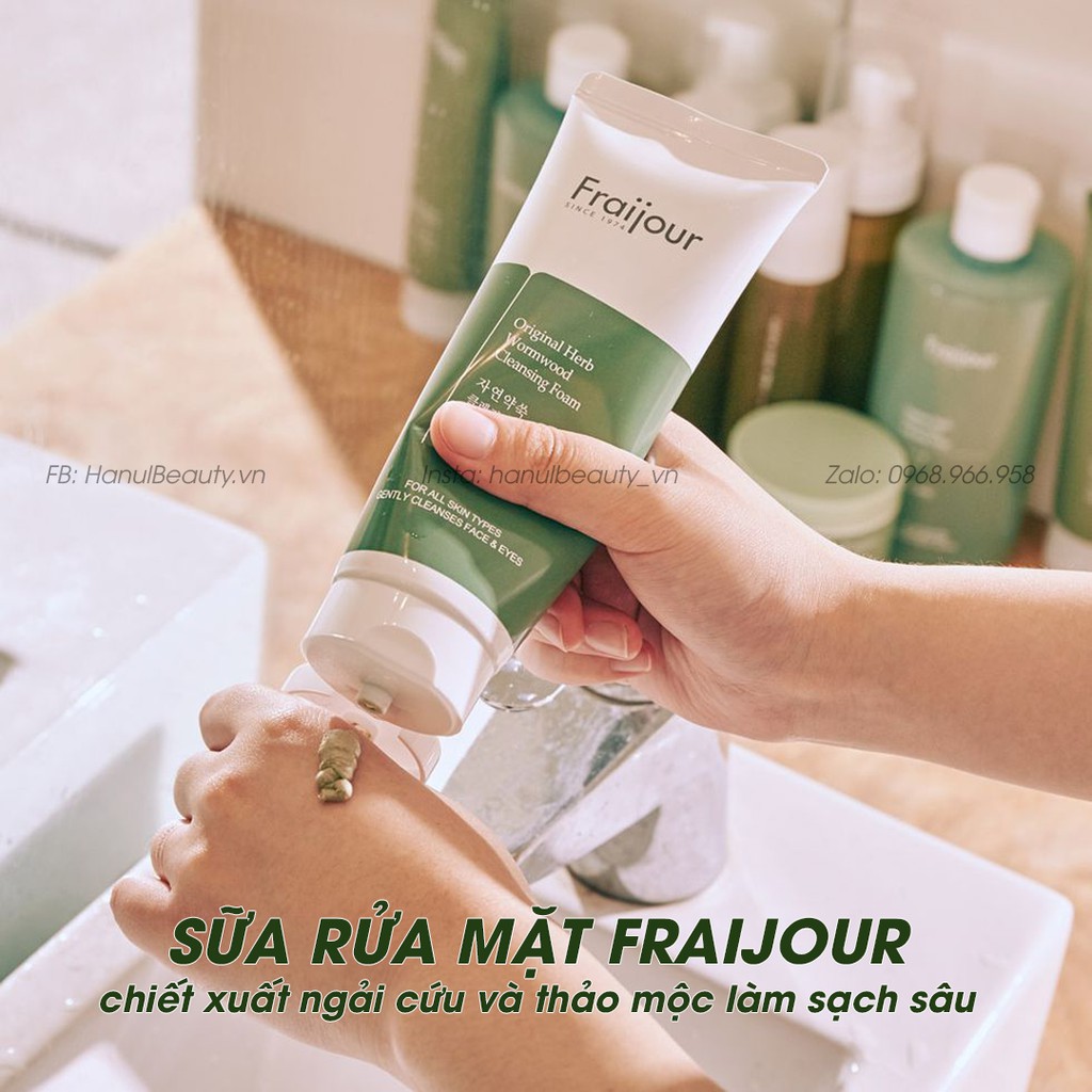 (Date 2023) FRAIJOUR Sữa Rửa Mặt Thảo Mộc Original Herb Wormwood Cleansing Foam 150ml