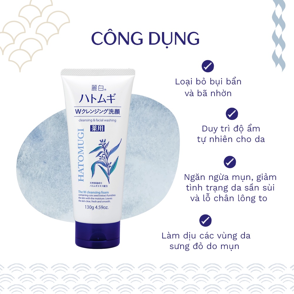 Sữa Rửa Mặt, Tẩy Trang 2 Trong 1 Reihaku Hatomugi W Cleansing Foam (130g) | BigBuy360 - bigbuy360.vn