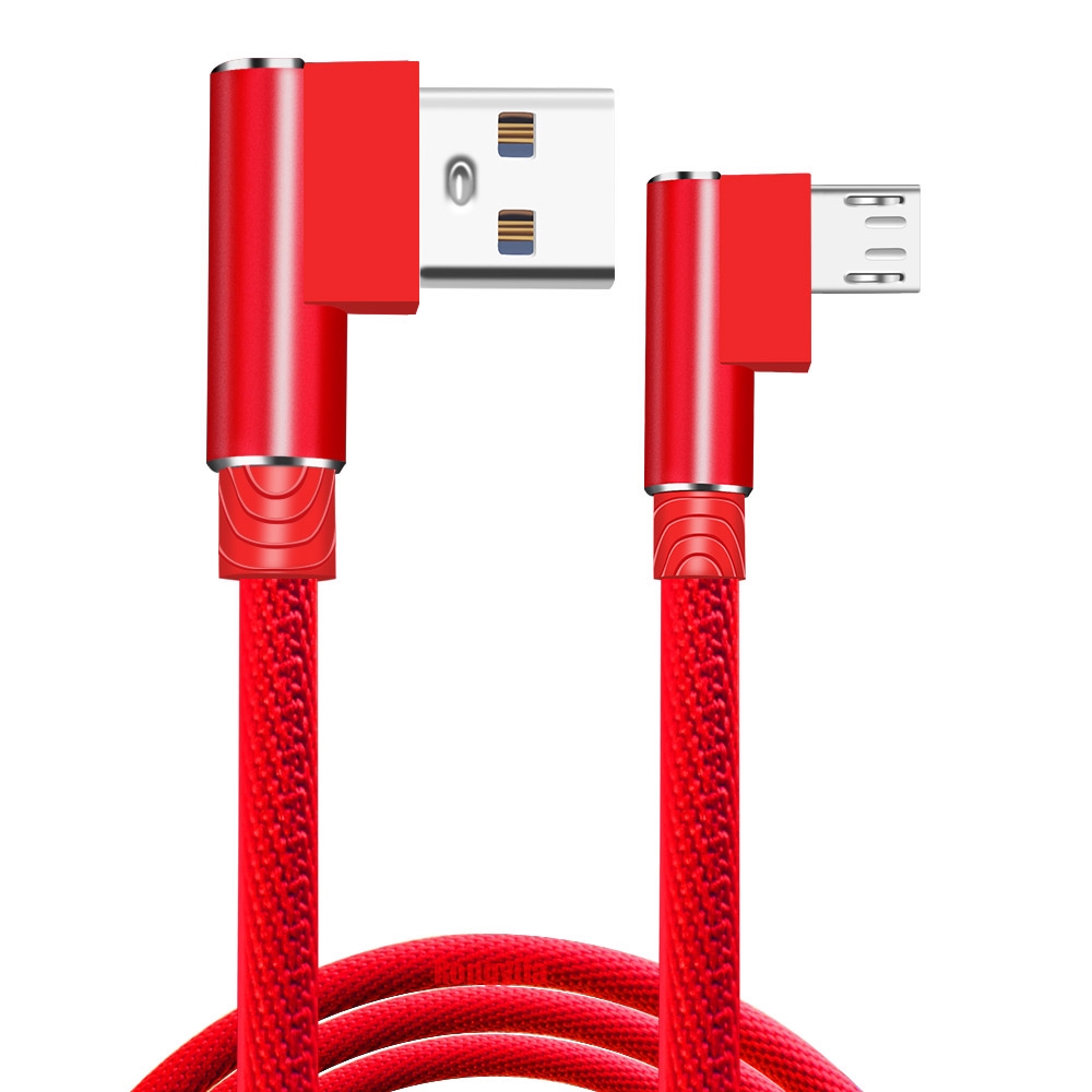 Cáp truyền dữ liệu/sạc nhanh micro USB dây nylon bện vuông góc dài 1/2/3m cho Samsung Galaxy S7 Xiaomi LG