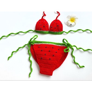 Mẫu 1 🍉bikini họa tiết dưa hấu siêu cute cho bé - bikini len handmade cho bé🍉