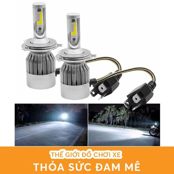 ĐÈN PHA LED C6 2 TIM 🏍 ĐÈN PHA XE MÁY, ĐÈN SIÊU SÁNG, SIÊU TIẾT KIỆM ĐIỆN, ĐÈN RẤT BỀN, KHÓ VỠ - DC62T