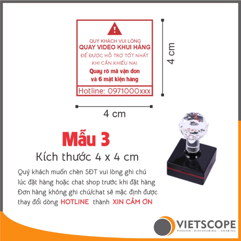 Con Dấu Quay Video Khi Khui Hàng Mực Không Trôi Đóng Lên Giấy In Nhiệt Làm Theo Yêu Cầu