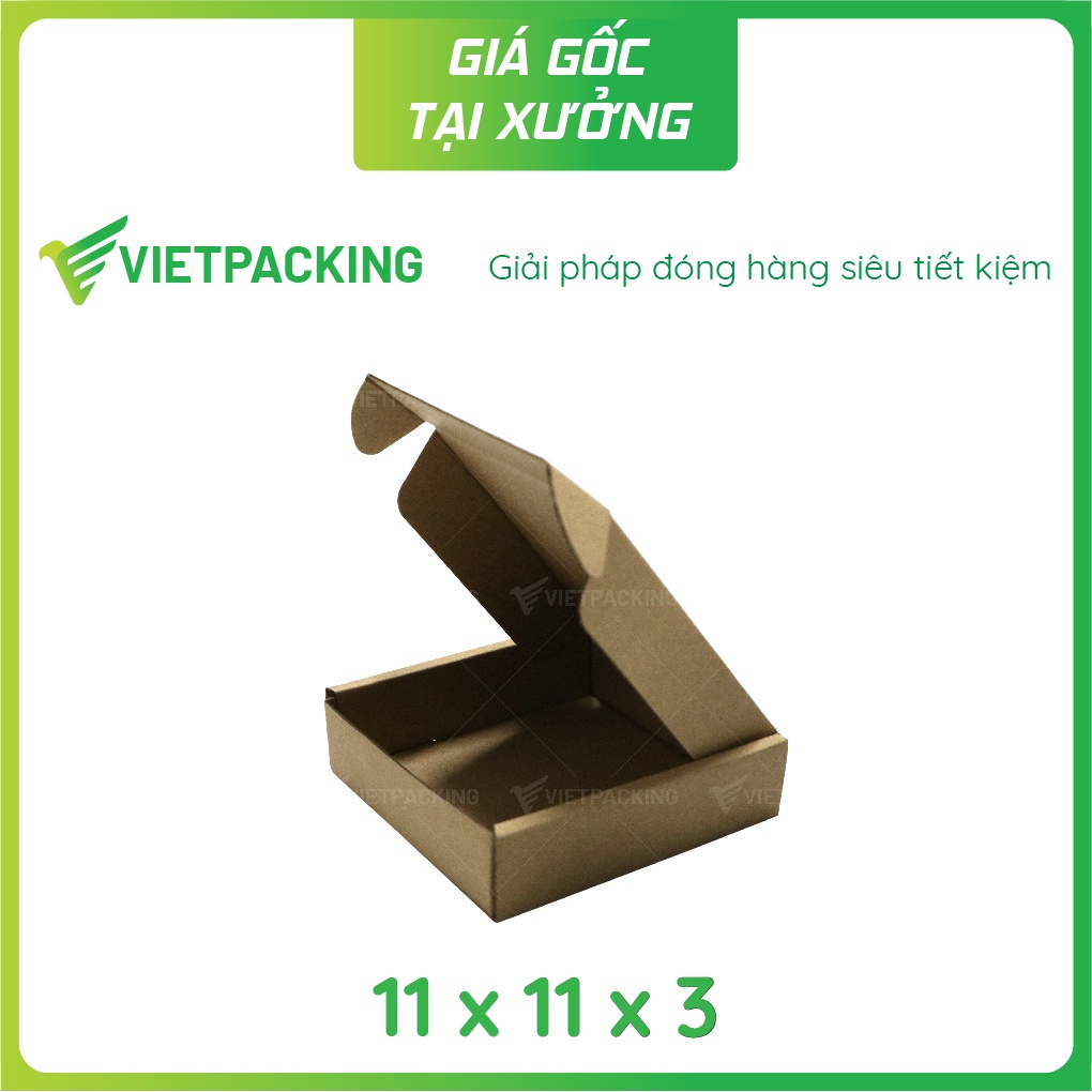 11x11x3 - 50 hộp carton nắp gài hông nhỏ gọn, đẹp V236