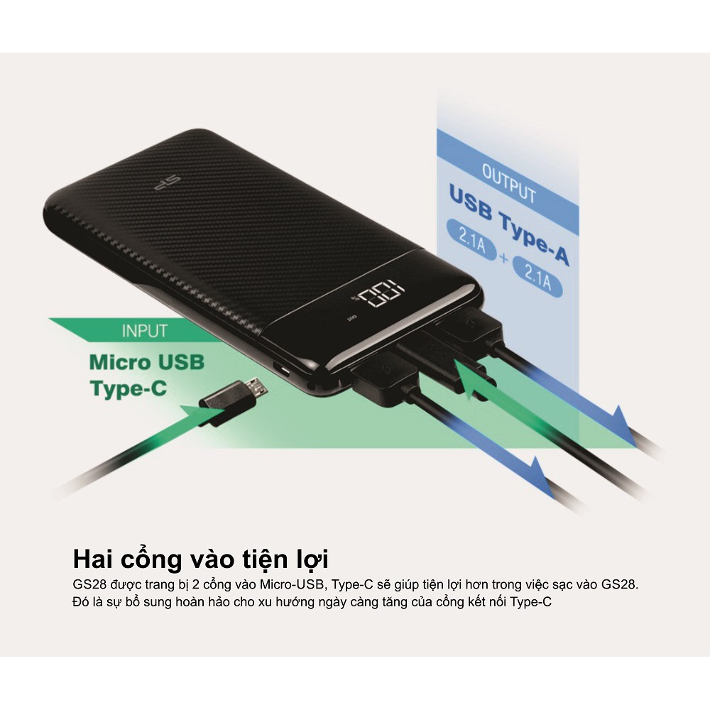 Pin sạc dự phòng Silicon Power - GP28 10.000mAh - Hàng chính hãng