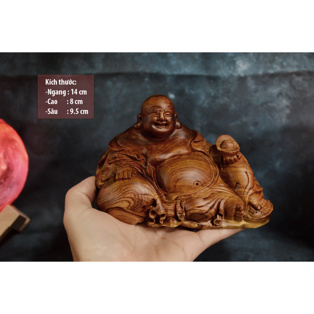 Tượng Phật Di Lặc gỗ cẩm lai để taplo xe ô tô, để bàn làm việc MP03