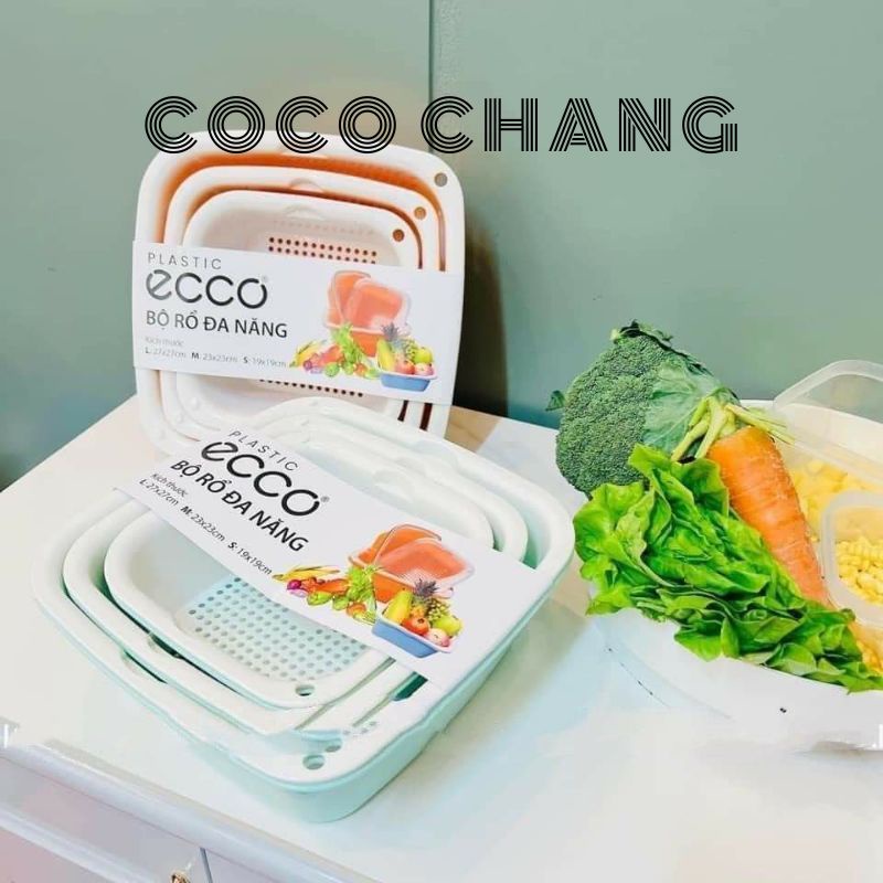 Combo bộ rổ ECOCO 6 món kèm chậu chất liệu nhựa cao cấp, đựng đồ đa năng -cocochang